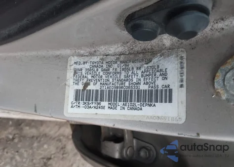 1994 Toyota Corolla Le/Dx z USA, uszkodzony, nr VIN 2T1AE09B9RC065331